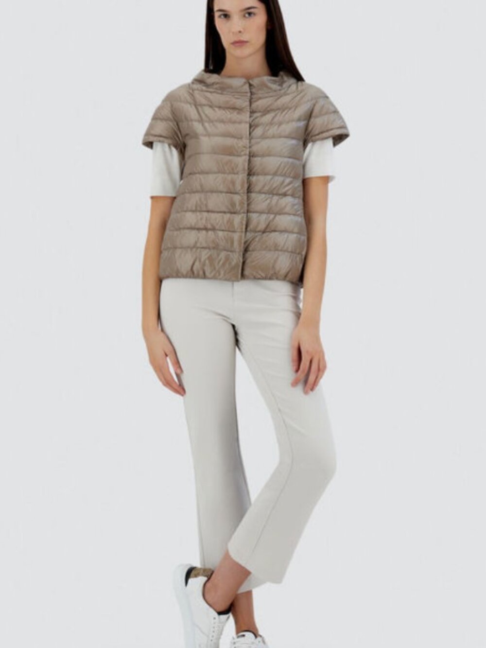 HERNO Iconico Emilia Cap-Sleeve Puffer Jacket - Gold - Size